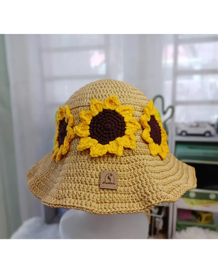 Handmade Crochet Sunflower Bucket Hat