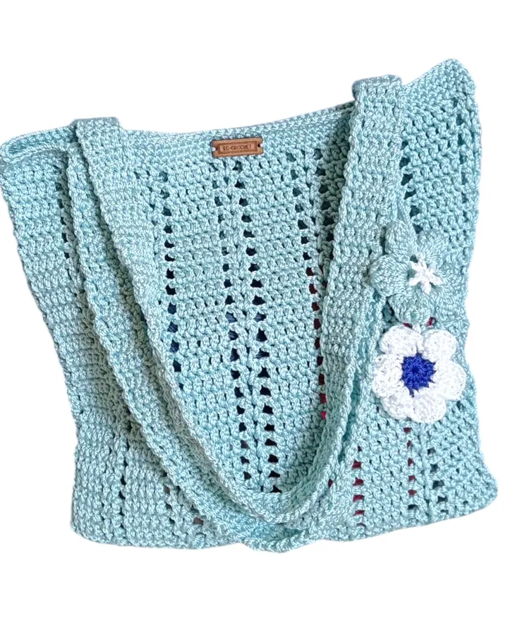 Tas Bahu Rajut - Biru Mint