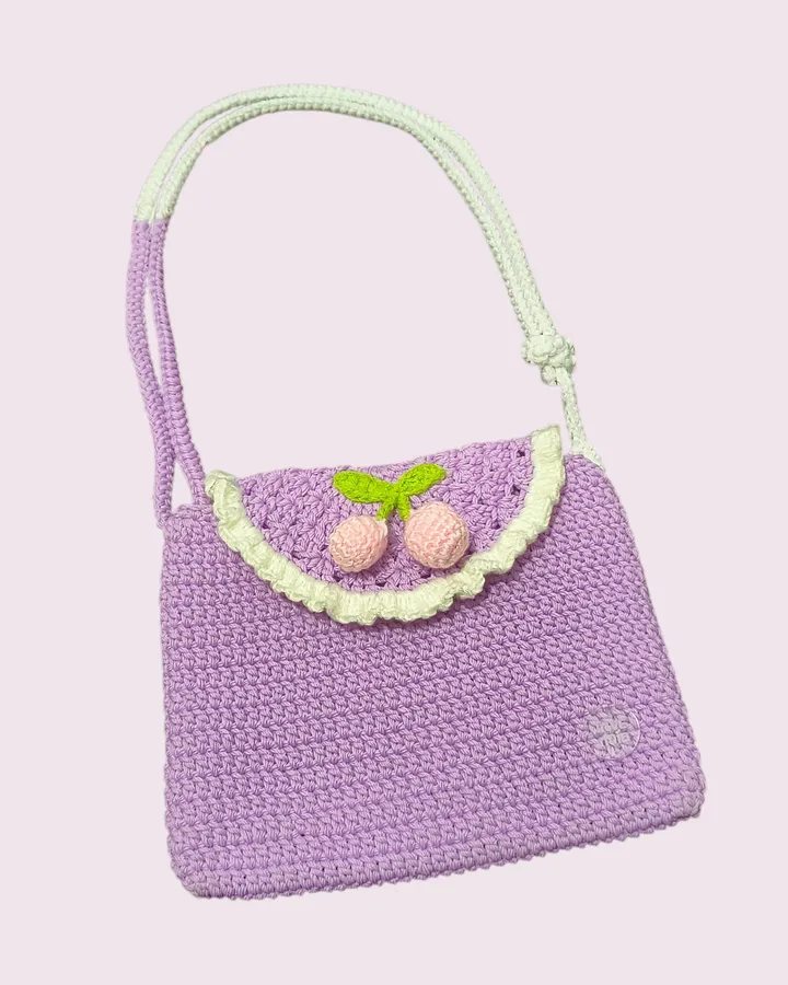 Mini Sling Crochet | Tas mini selempang rajut - Lavender Cherry