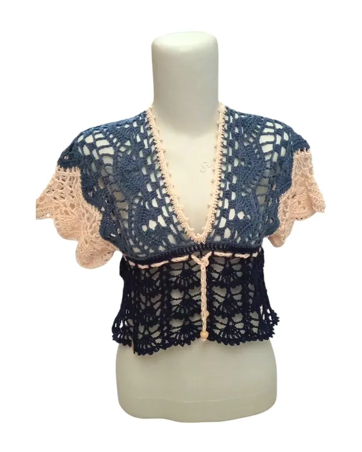 V-neck Crop Top Crochet