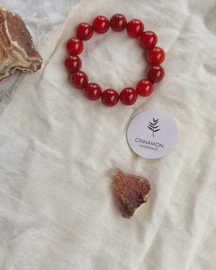 Natural Red Carnelian Agate Bracelet (14mm)