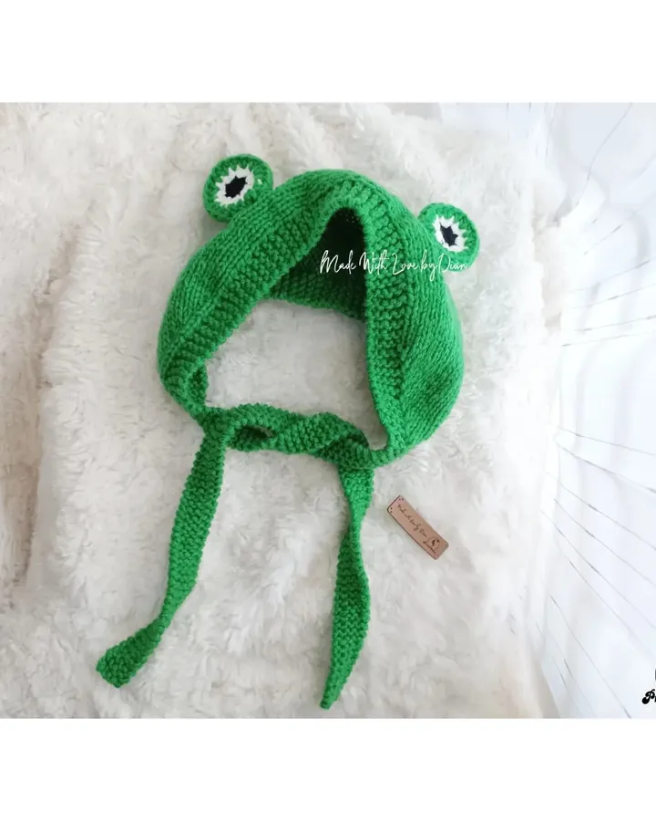 Knitted Frog Ear Muffs Bonnet Hat