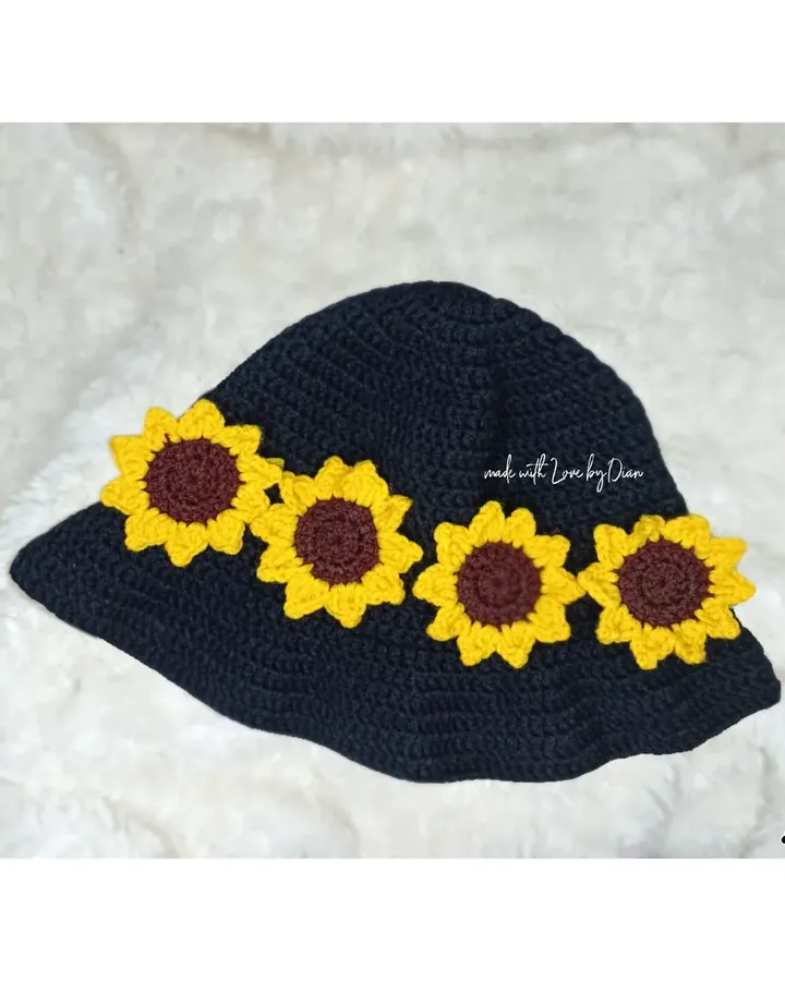 Sunflower Crochet Bucket Hat