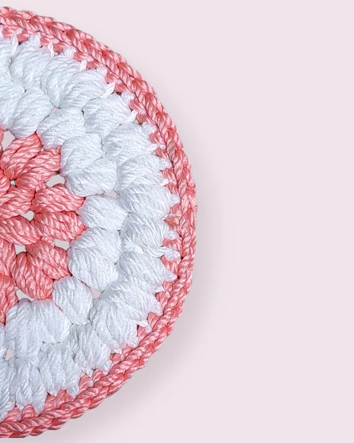 Coaster Crochet | Tatakan Gelas Rajut - Peachy Round