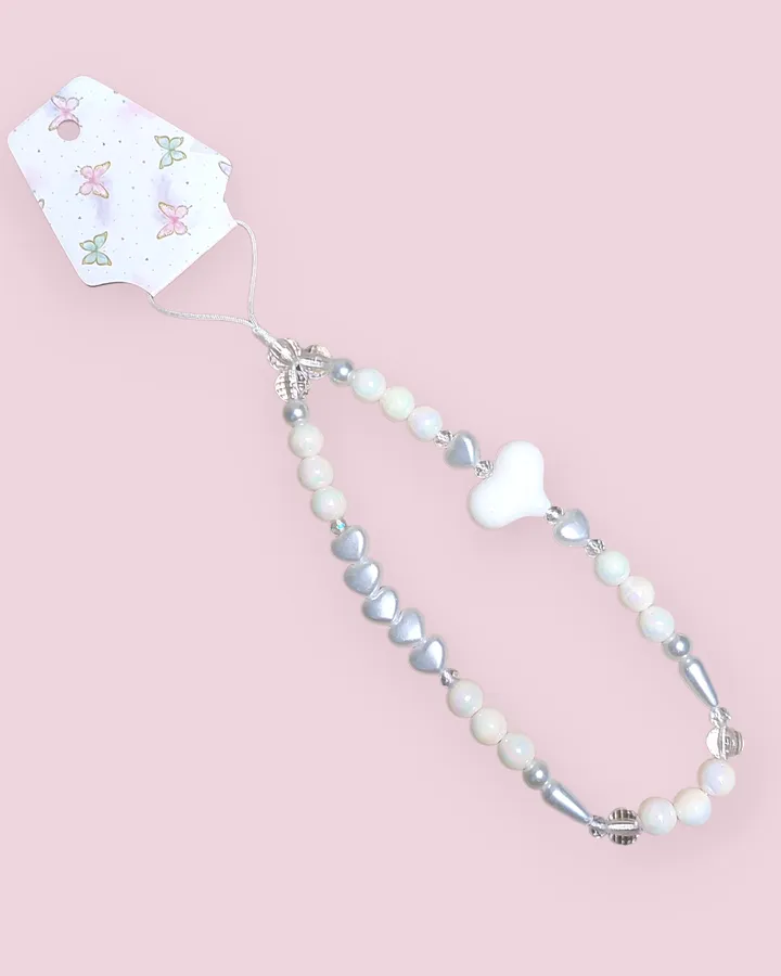 Beads Phone Strap | Gantungan Tali Hp Manik-manik - Lovely White