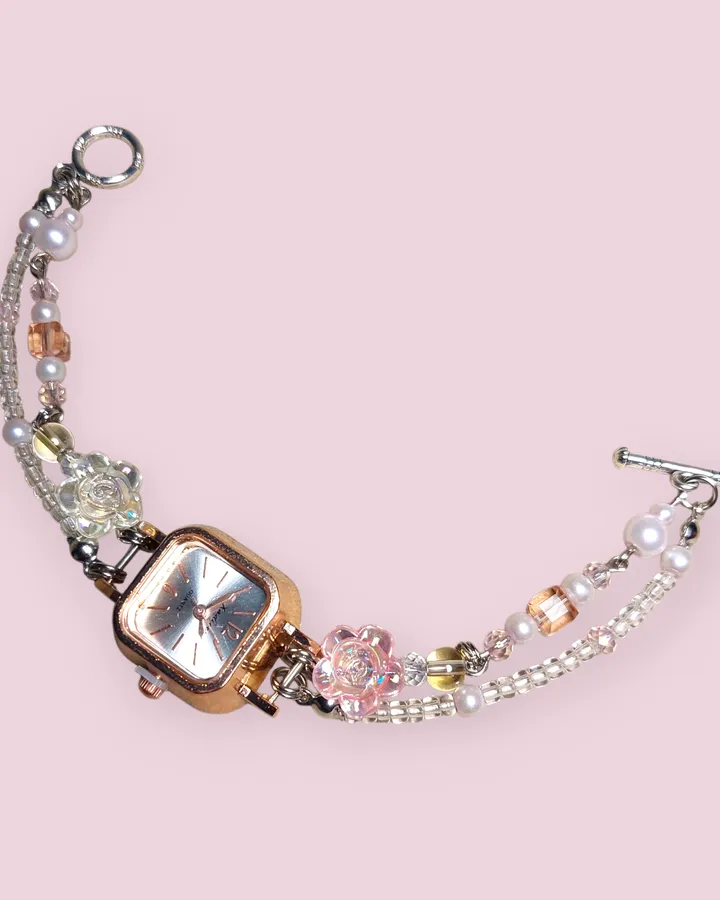 Jam Tangan Manik | Beads Watch - Peachy Glam