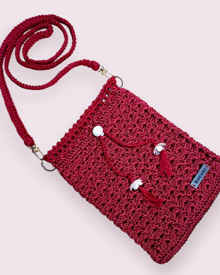 Tas Selempang Rajut - Maroon