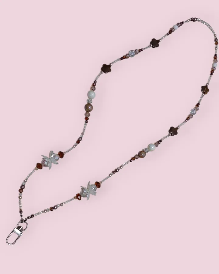Beaded Lanyard for ID Card | Tali gantungan manik-manik untuk ID Card | Shimmery Brown