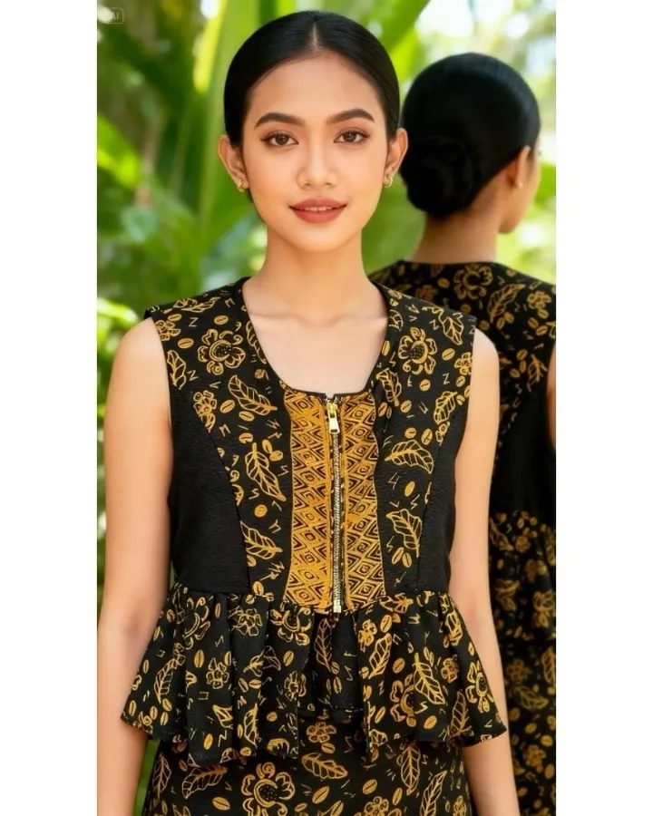 Batik Cap Diwo Bengkulu - Rompi Peplum Katun Dolby