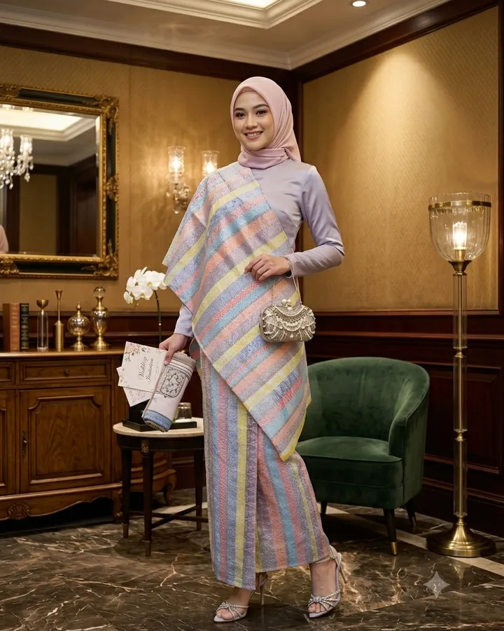 Songket Pandai Sikek motif balapak panuah warna Pelangi Silver
