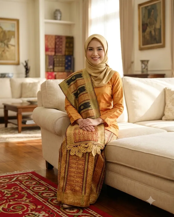Songket Pandai Sikek motif balapak Catua Warna Hitam Maron Gold