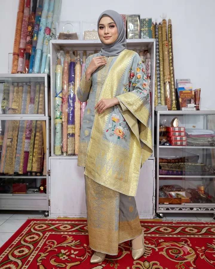 Songket Pandai Sikek Motif Tabur Sulam Suji Terawang