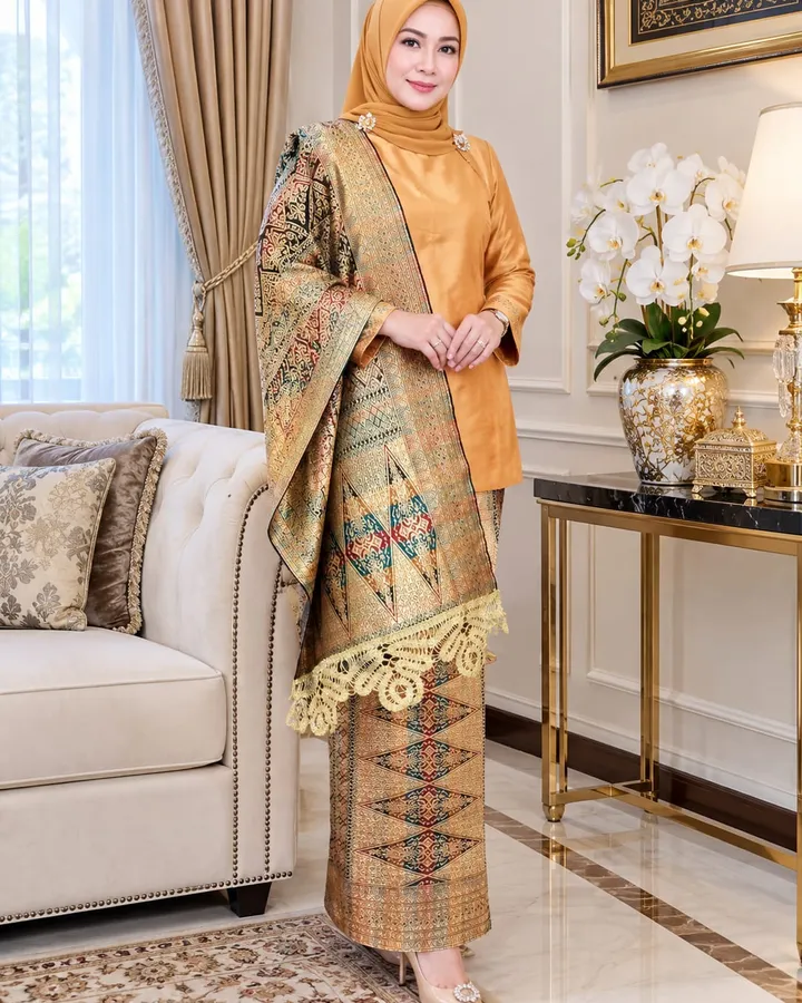 Songket Pandai sikek Motif Balapak Penuh Warna Pelangi Gold