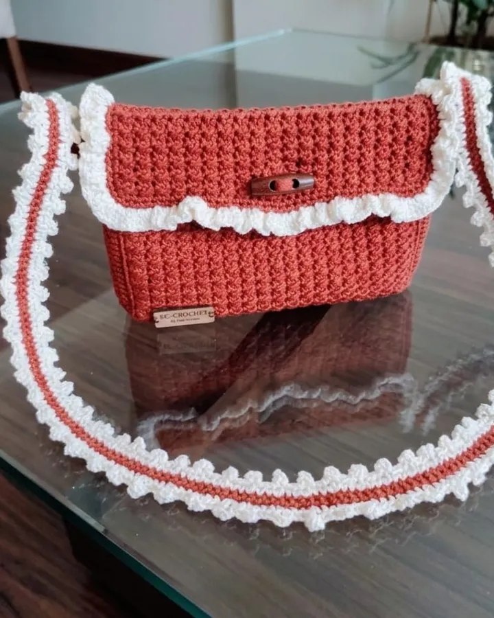 Mini Sling Bag Rajut - Ruffle Terakota