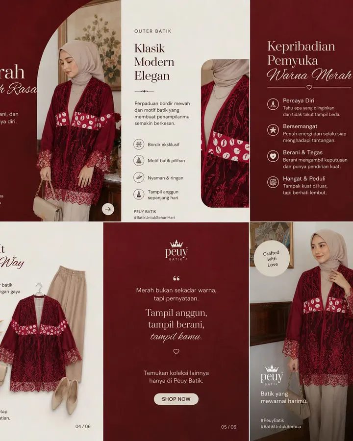 Peuy Batik – Outer Maroon Elegance