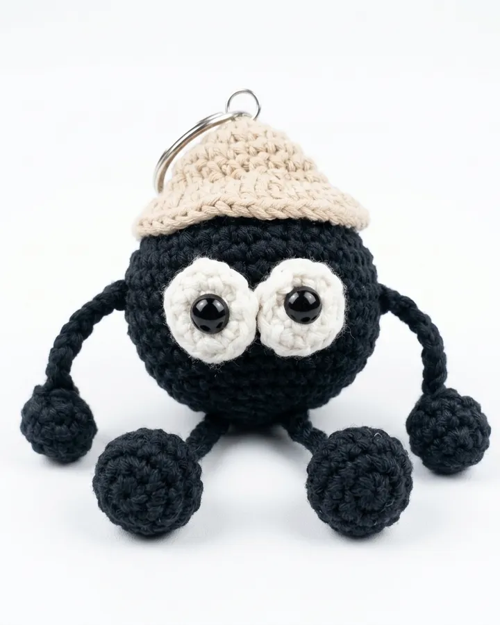 Ganci Rajut Karakter Boneka Hitam Lucu