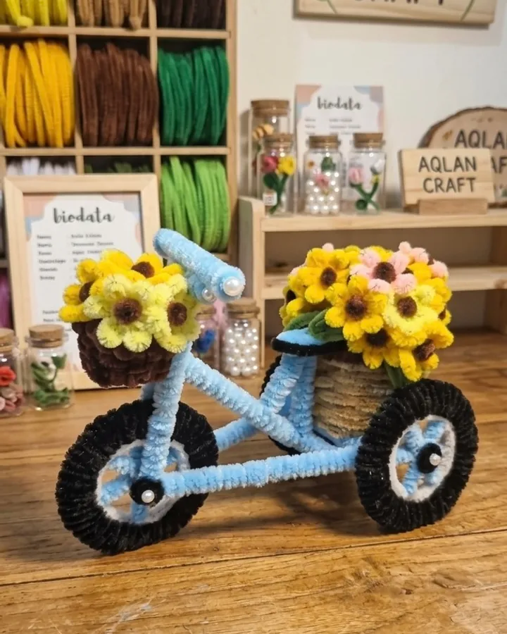 Aqlan Craft Mini Bike Flower Basket
