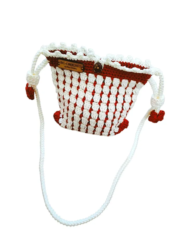 Mini Sling Bag Rajut - Putih Teracotta