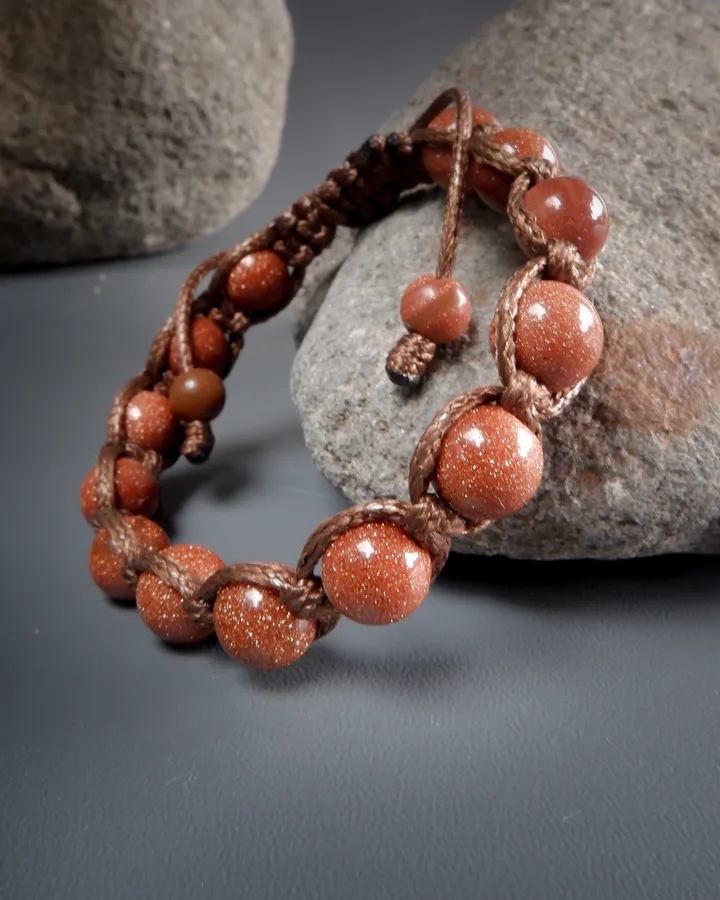 Gelang macrame Goldstone boho hippie