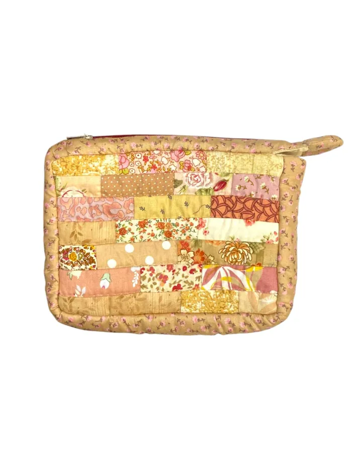 Pouch patchwork strip mocca