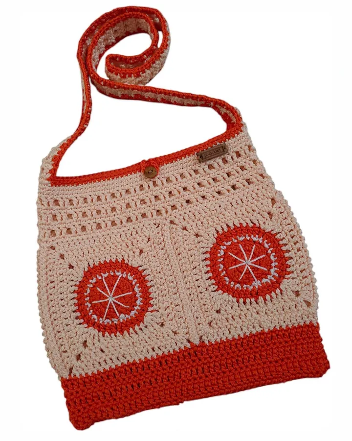 Tas Selempang Rajut Motif Orange Slices