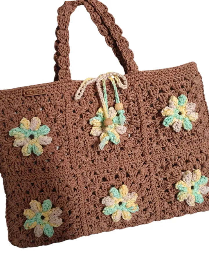 Cover Laptop - Granny Square Nutela Macrame Series