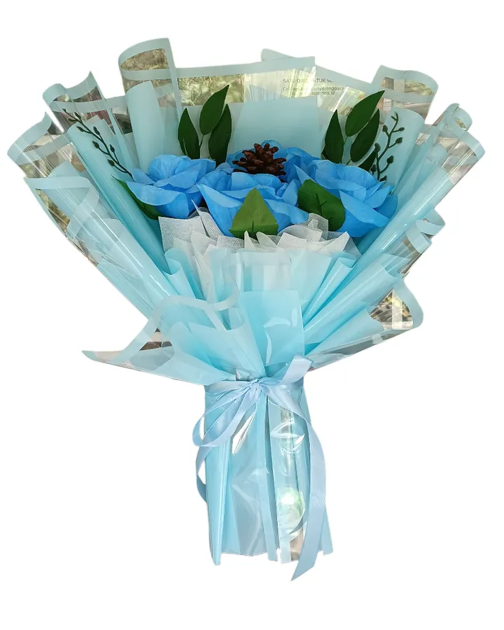 Bucket Mawar Biru Artificial