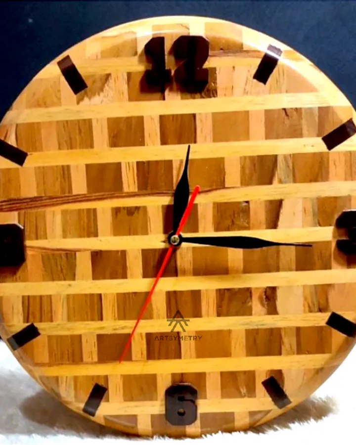 Wooden Wall Clock - Wooden Brick Clock - Jam Kayu Aesthetic