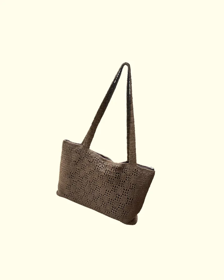 Tas laptop rajut motif kotak