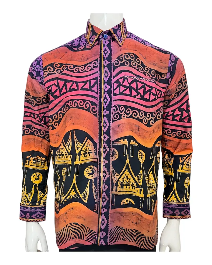 Kemeja Batik tulis motif Rumah Gadang