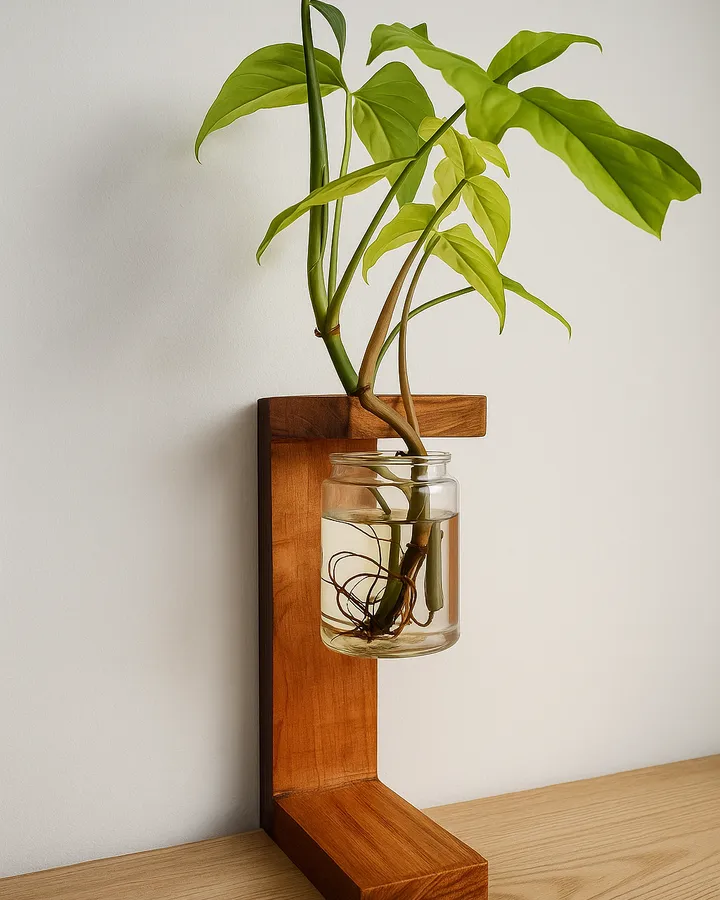 Wooden Hanging Vase - Handmade Vas Bunga Minimalis Kayu